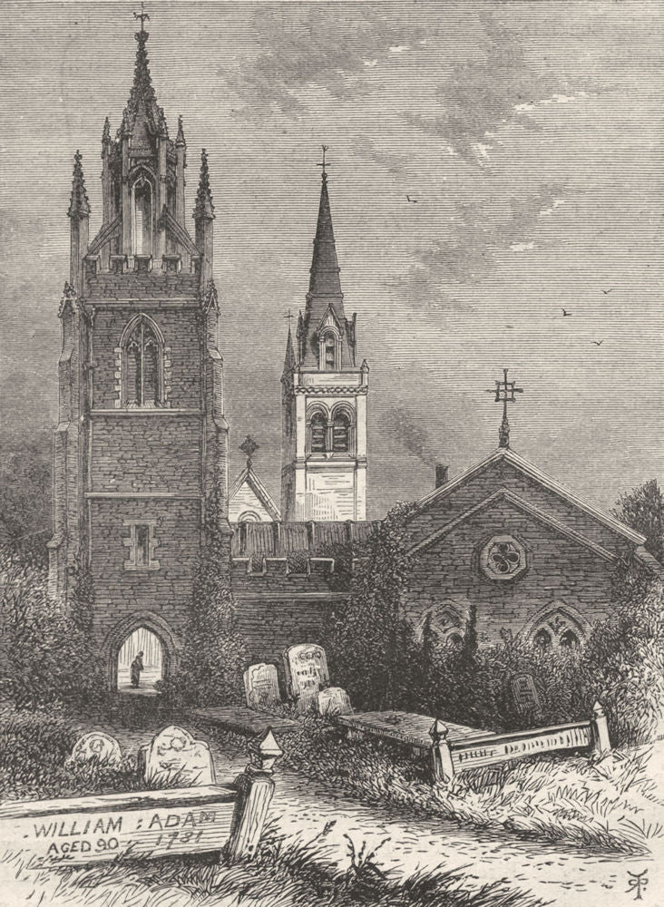 BEDS. Woburn. Mortuary Chapel & new Church 1898 old antique print picture